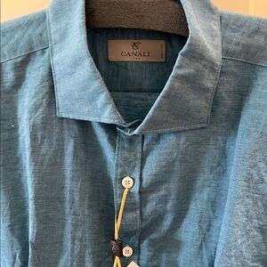 Canali Blue Button-Up Shirt